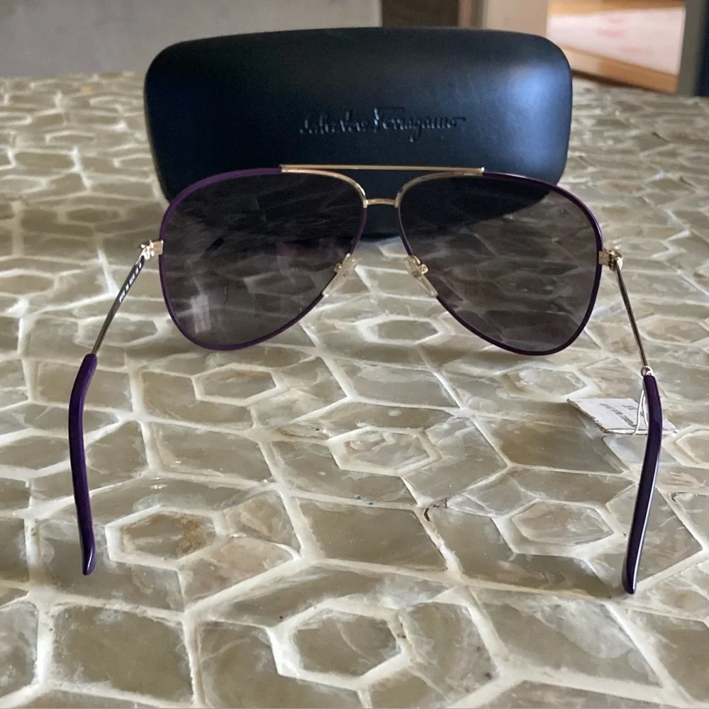 NEW!  Salvatore Ferragamo 60mm Aviator Sunglasses in ‘Quartz Sat’
